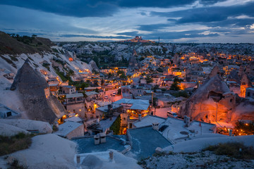 Typical Cappadocian landscape, close   to Goreme. Nevsehir, Anatolia, Turkey - obrazy, fototapety, plakaty