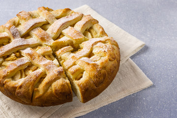 Apple pie. Homemade classic fruit tart.