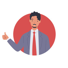 Man looking out of round frame. young man in circle window. Vector illustration in a flat style