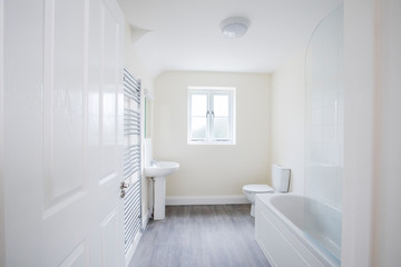 Interior View Of Beautiful Bathroom In New Family House