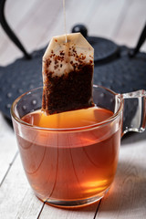 retro tea pot on wooden table