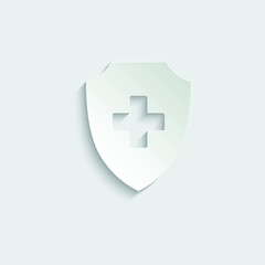 paper Medical shield icon.  Medical protection sign