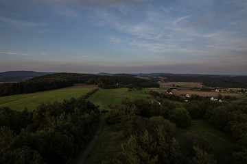 Fototapeta na wymiar 360 degree wide view on a german low mountain range