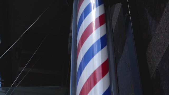 barber pole on the building