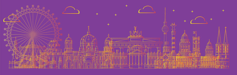 Berlin skyline line art 5