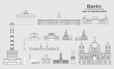 Naklejka premium Berlin skyline line art 10