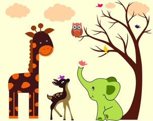 vector background - baby shower - giraffe.  colorful natural background