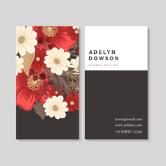 Flower business cards red flowers