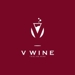 letter V for wine logo design unique