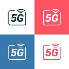 5G Data Connection Vector Color Icon Set