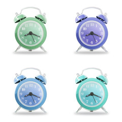 Collection Of Retro Alarm Bell Clock Isolated On White Background,  Concept For Business Deadline.