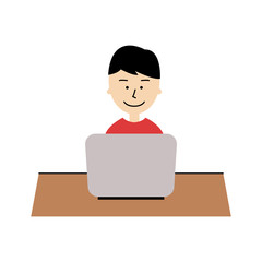 パソコン作業　テレワーク　男性