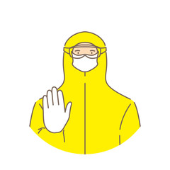 Man in protective suit, isolated. Vector illustration.