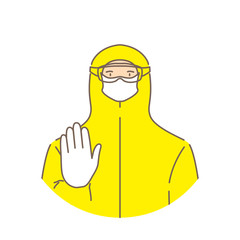 Man in protective suit, isolated. Vector illustration.