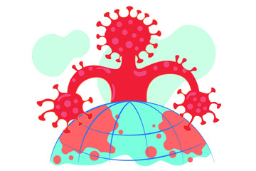 Coronavirus seized the earth. Pandemic concept vector illustration.
