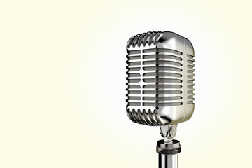 Fototapeta premium 3D rendering of a retro vintage microphone on plain background.