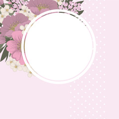Pink floral background - flower circle frame