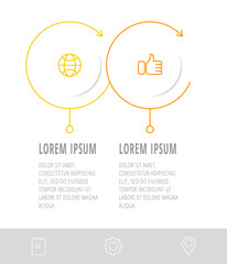 Business diagram with 2 circular elements with arrows. Vector flat concept of two business options to choose from. Infographics modern design for flowchart, timeline, web, graph, presentation