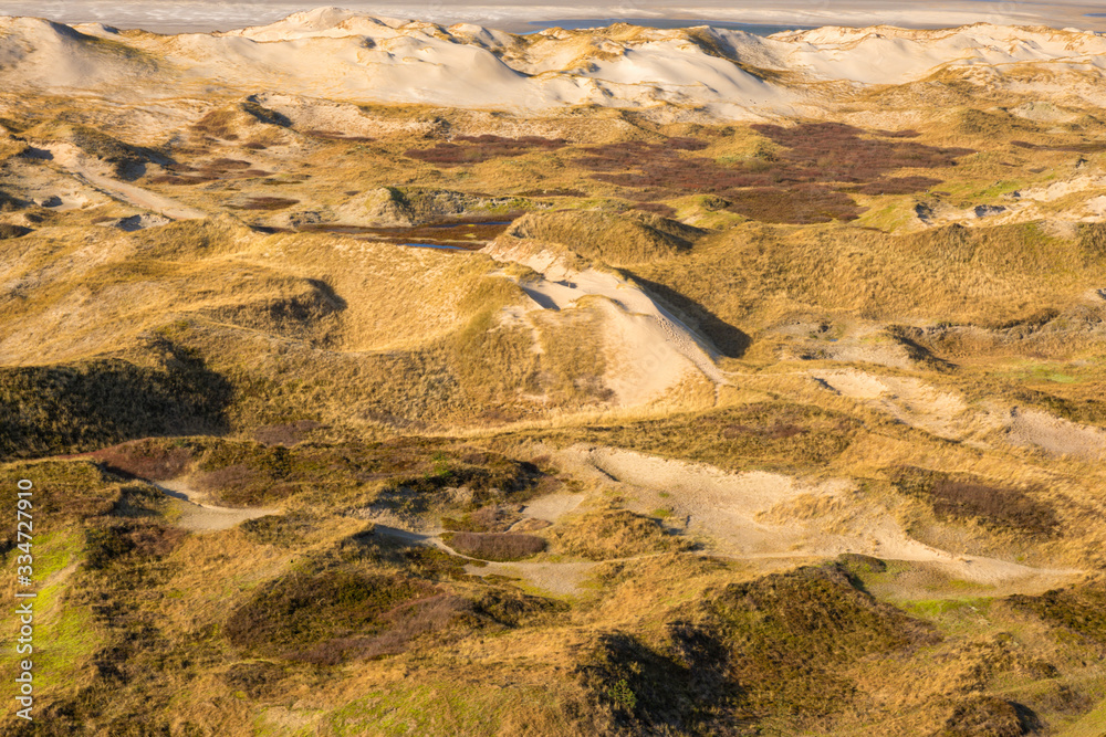 Wall mural Dune landscape at Amrum aerial view