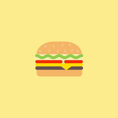 Burger icon. Flat illustration of burger vector icon for web isolated on color background.. Simple Hamburger in flat style, vector illustration for web and mobile design. Fast food elements vector 