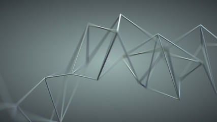 Grey wireframe shape 3D rendering illustration