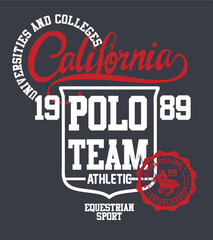 California Polo sports team graphic design vector art