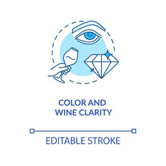Color and wine clarity concept icon. Wine tasting, checking drinks appearance idea thin line illustration. Evaluating wine quality by look. Vector isolated outline RGB color drawing. Editable stroke
