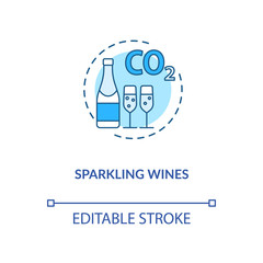 Fototapeta premium Sparkling wine concept icon. Fizzy alcohol drink, winemaking idea thin line illustration. Festive beverage for celebration events. Vector isolated outline RGB color drawing. Editable stroke
