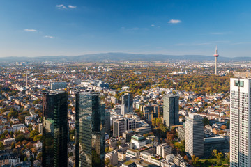 Cityscape Frankfurt am Main, Germany  and Taunus mountains.