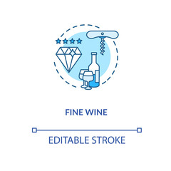 Fine wine concept icon. Vintage alcohol drink, premium quality winemaking idea thin line illustration. Beverage aging, luxurious product. Vector isolated outline RGB color drawing. Editable stroke