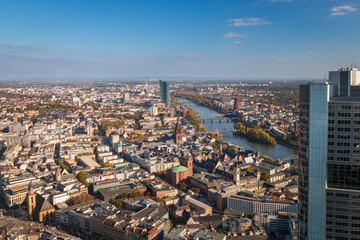 Aerial panorama cityscape of Frankfurt am Main, Germany.