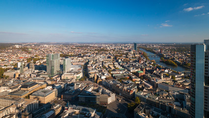 Obraz premium Aerial panorama cityscape of Frankfurt am Main, Germany.