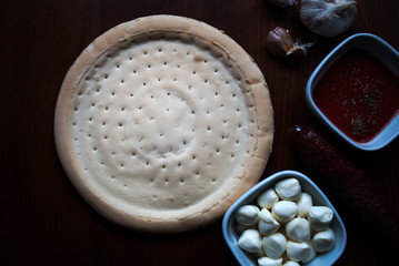 Gluten free pizza. Special pizza for people who are allergic to gluten. Gluten free food. The process of making pizza. 