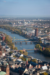 Obraz premium Aerial of river Main in Frankfurt, Germany.