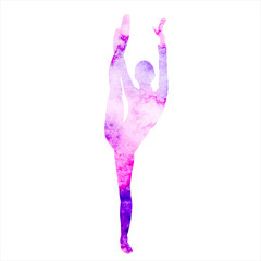  watercolor silhouette lilac girl gymnast