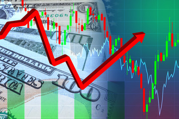 Rebound after the collapse of the economy. Financial charts. Charts symbolize fluctuations in the...