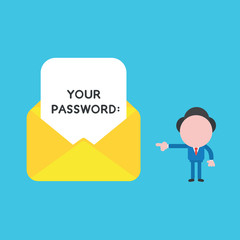 Fototapeta na wymiar Vector illustration concept of businessman character pointing open envelope and written your password on paper.