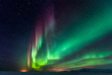 Fototapeta na wymiar Northern lights aurora borealis
