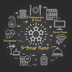 Vector black hotel service square concept of five-star hotel