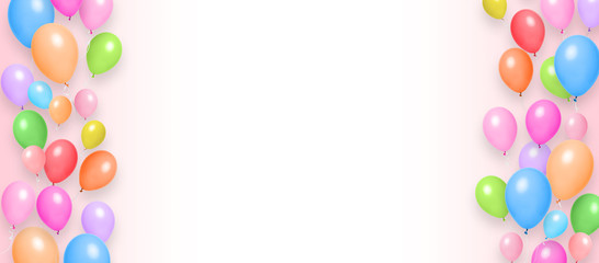 balloons background. Baner for birthday, anniversary, celebration party decorations.