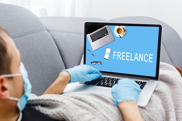 Coronavirus. Quarantine. Online training education and freelance work. Computer, laptop. Coronavirus pandemic in the world. Closing schools