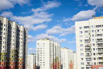 Fototapeta premium Empty residential complex of modern construction in self-isolation mode of coronavirus