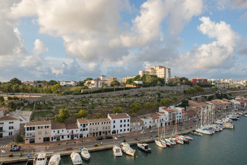 Fototapeta na wymiar Mahon / Spain 28.09.2015.Panoramic view of the sea port of the city of Mahon
