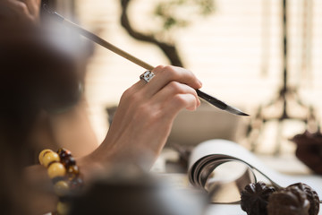  brush for traditional chinese calligraphy in hand