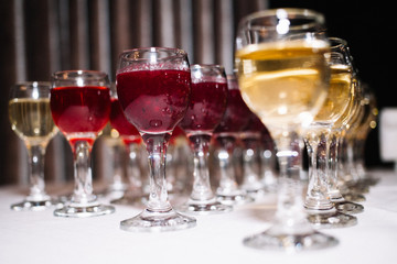 alcoholic glasses on the table close-up cool color