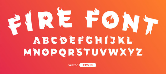 Fire alphabet. Burning letters. Flat style vector illustration. Font set isolated on a white background. Cartoon simple modern design. © Ihor