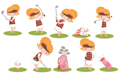Golf girls vector characters