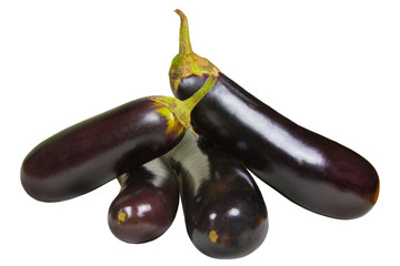  ripe eggplant vegetables on a white background