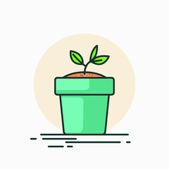 Green plants in the simple pot