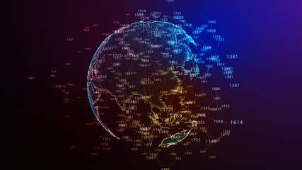 Naklejka premium Earth Globe. Background with Light Effect. Global International Connectivity Background. 3D illustration.